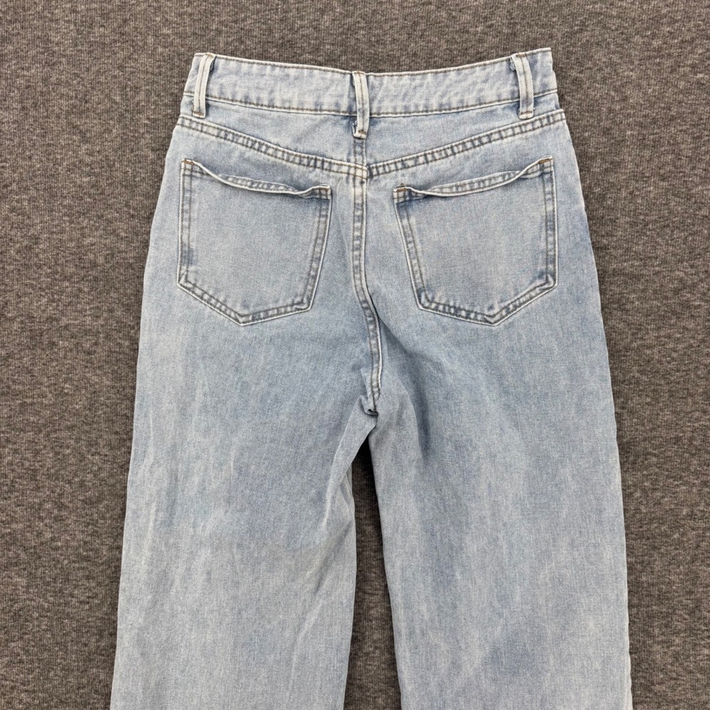 SHEIN Womens Light Wash High Rise Wide Leg Jeans Raw Hem Light Blue Size XS 2 - Picture 6 of 9